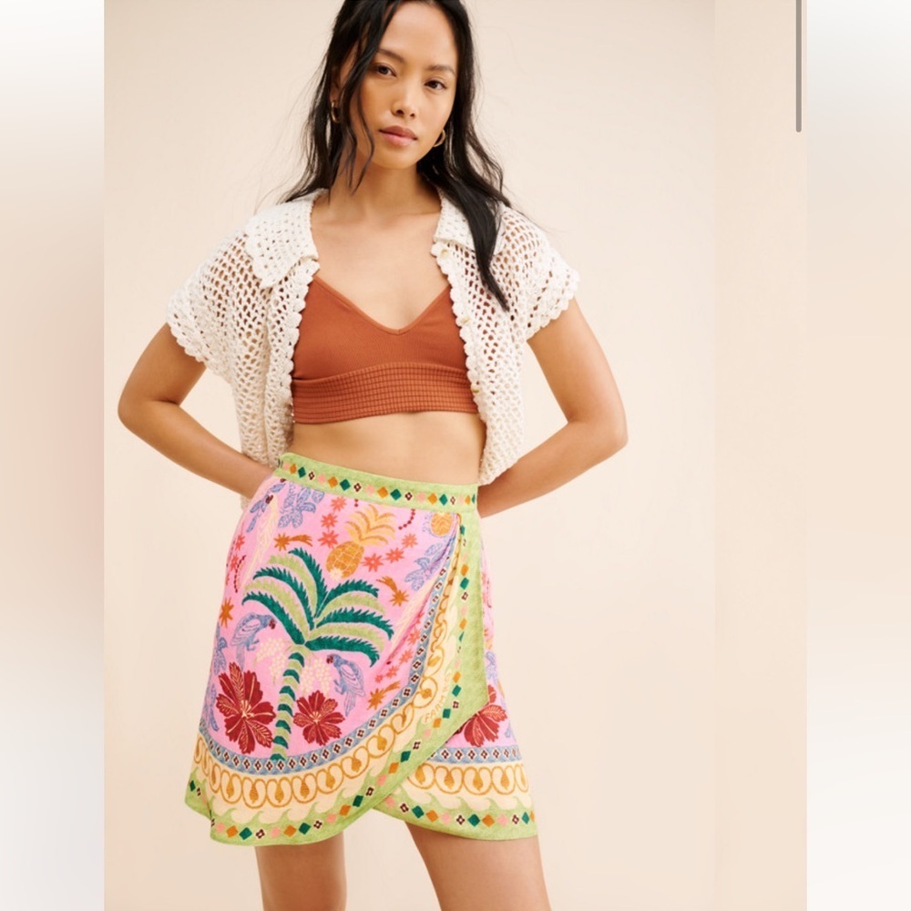 NWOT FARM Rio Fruits Scarves Mini Skirt Size XS